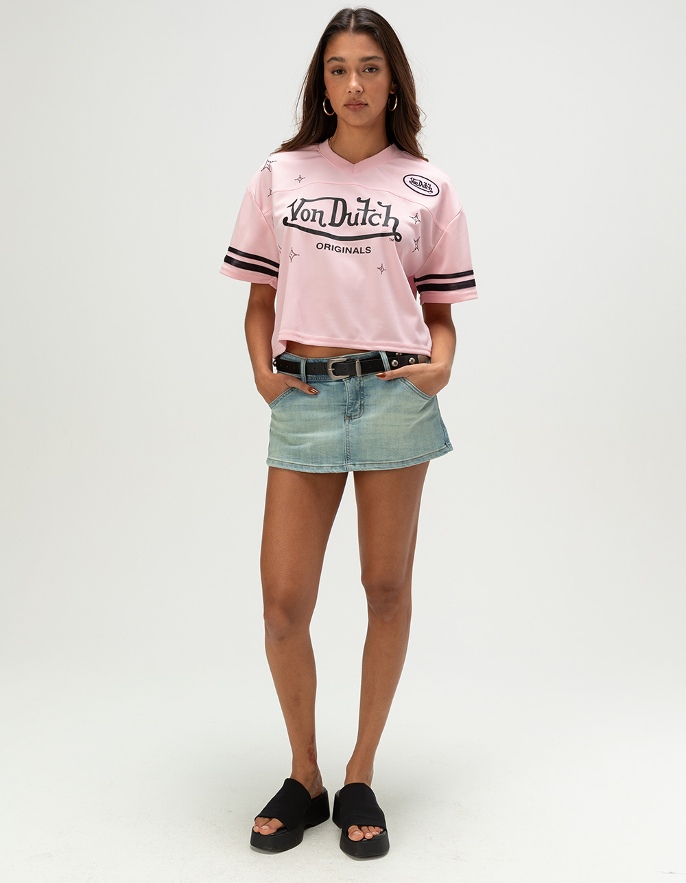 VON DUTCH Womens V-Neck Jersey - PINK