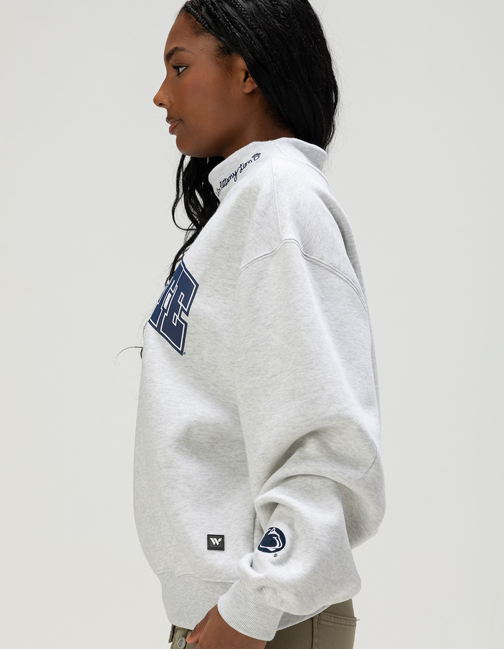 THE WILD COLLECTIVE Penn State Womens Mock Neck Sweatshirt - HEATHER GRAY
