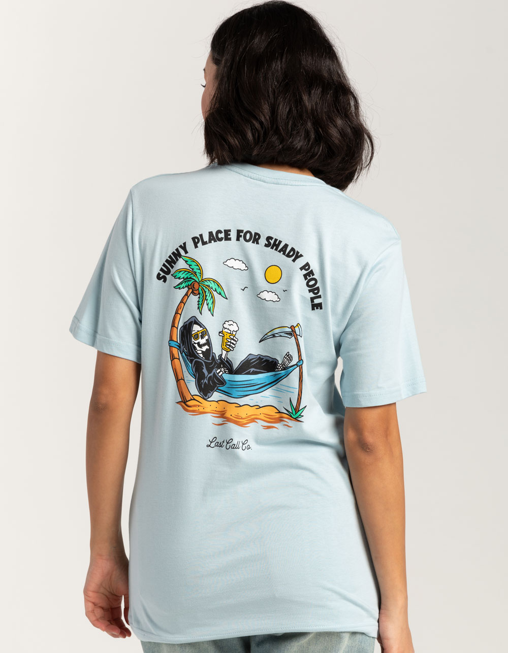 LAST CALL CO. Sunny Place For Shady People Womens Boyfriend Tee