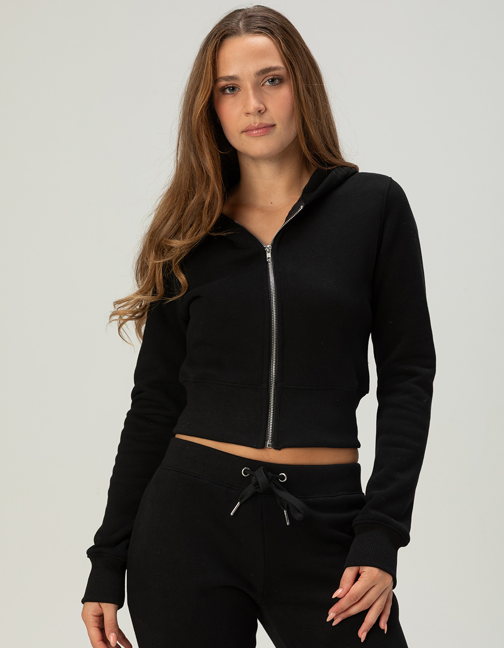TILLYS Womens Zip-Up Hoodie - BLACK