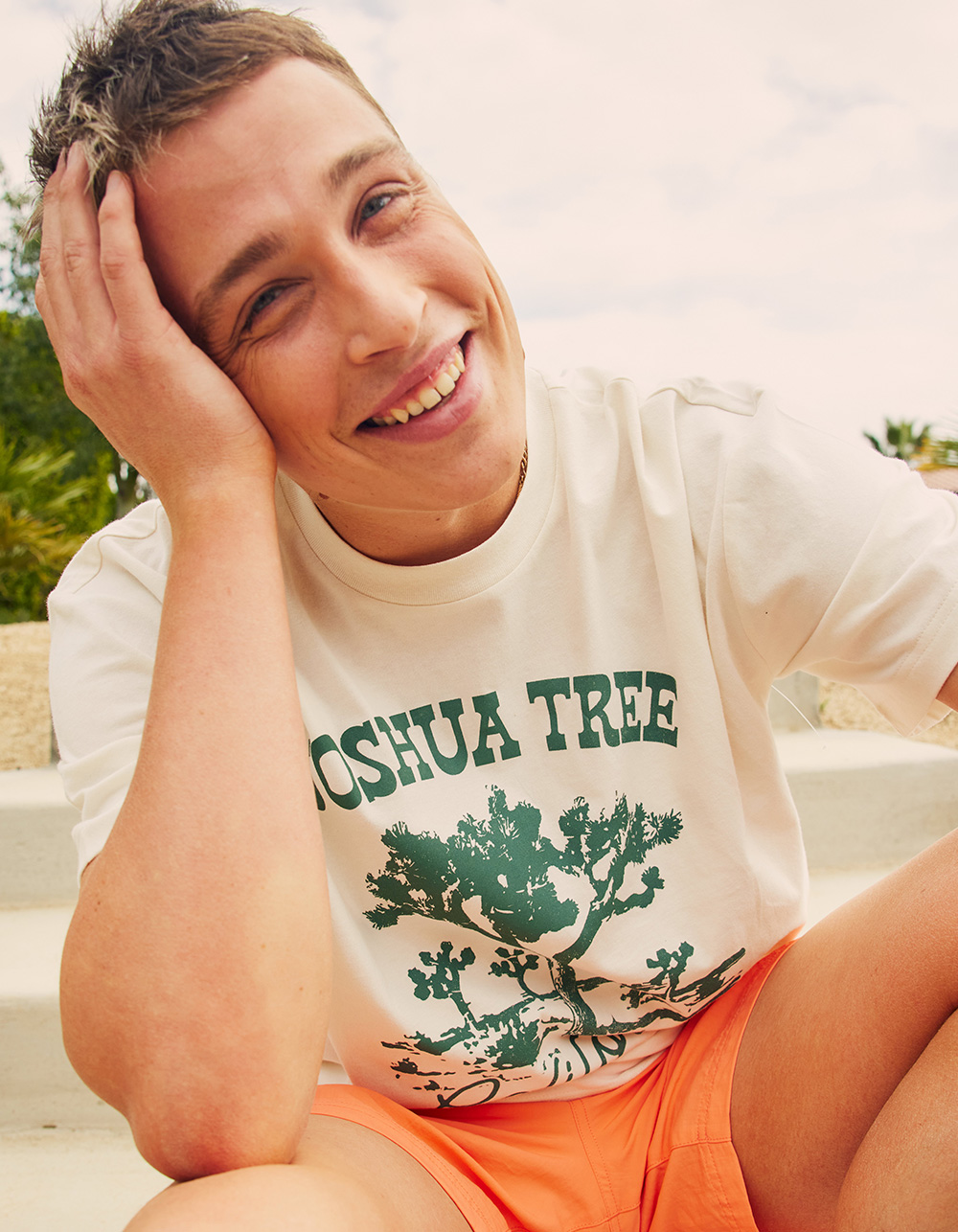 RSQ Mens Oversized Joshua Tree Tee - OFF WHITE