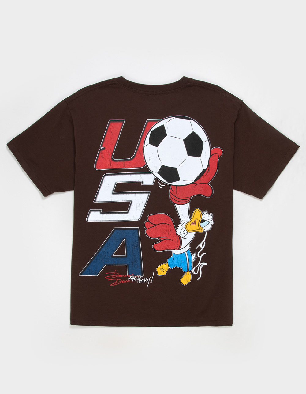 DISNEY Donald Duck USA Mens Boxy Tee - BROWN