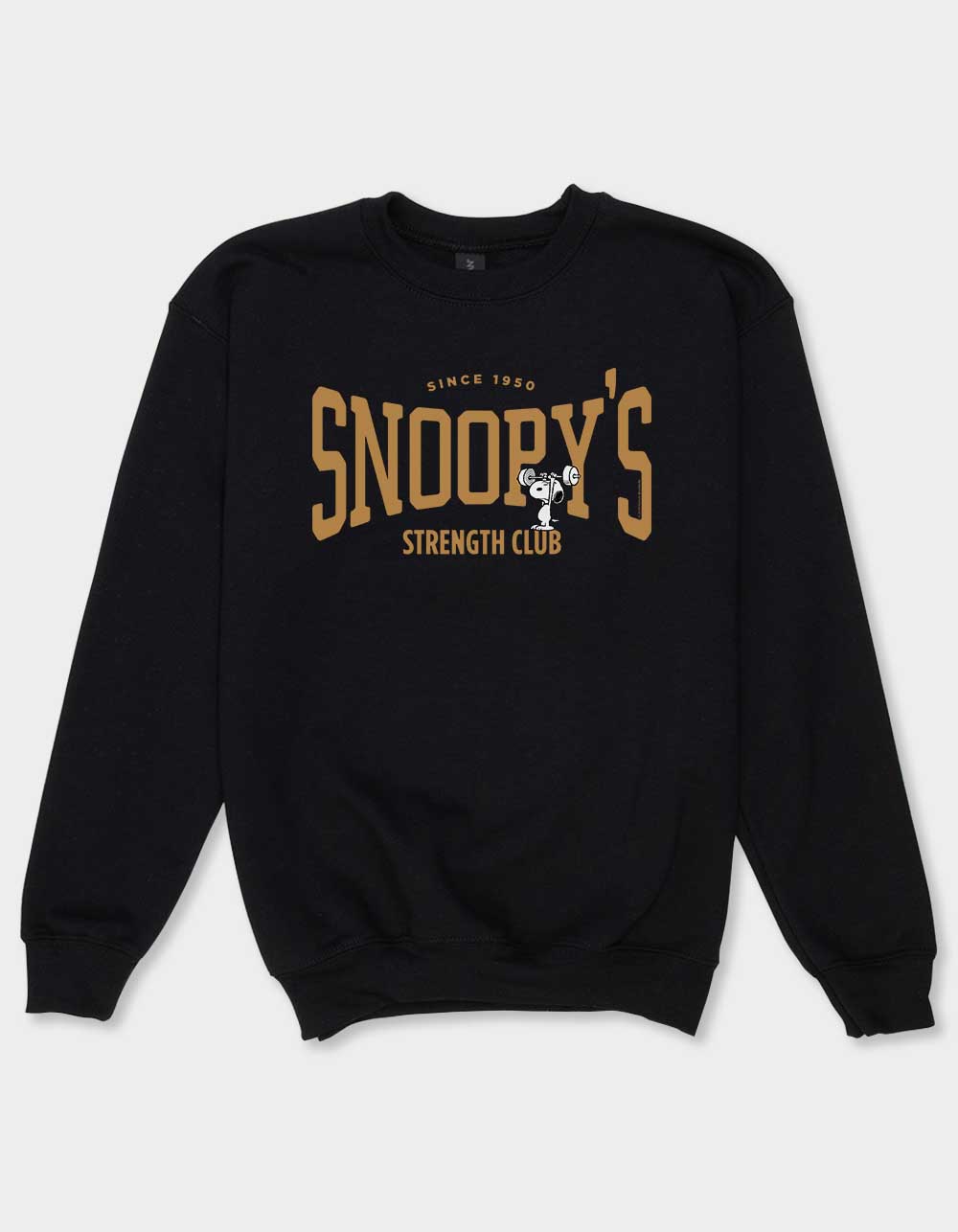 PEANUTS Snoopy's Strength Club Unisex Kids Crewneck Sweatshirt - BLACK