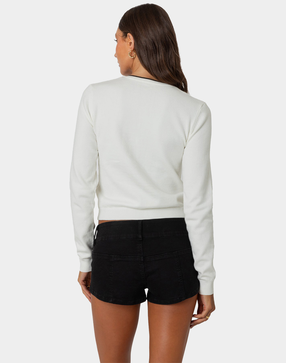 EDIKTED Contrast Bow Knit Cardigan