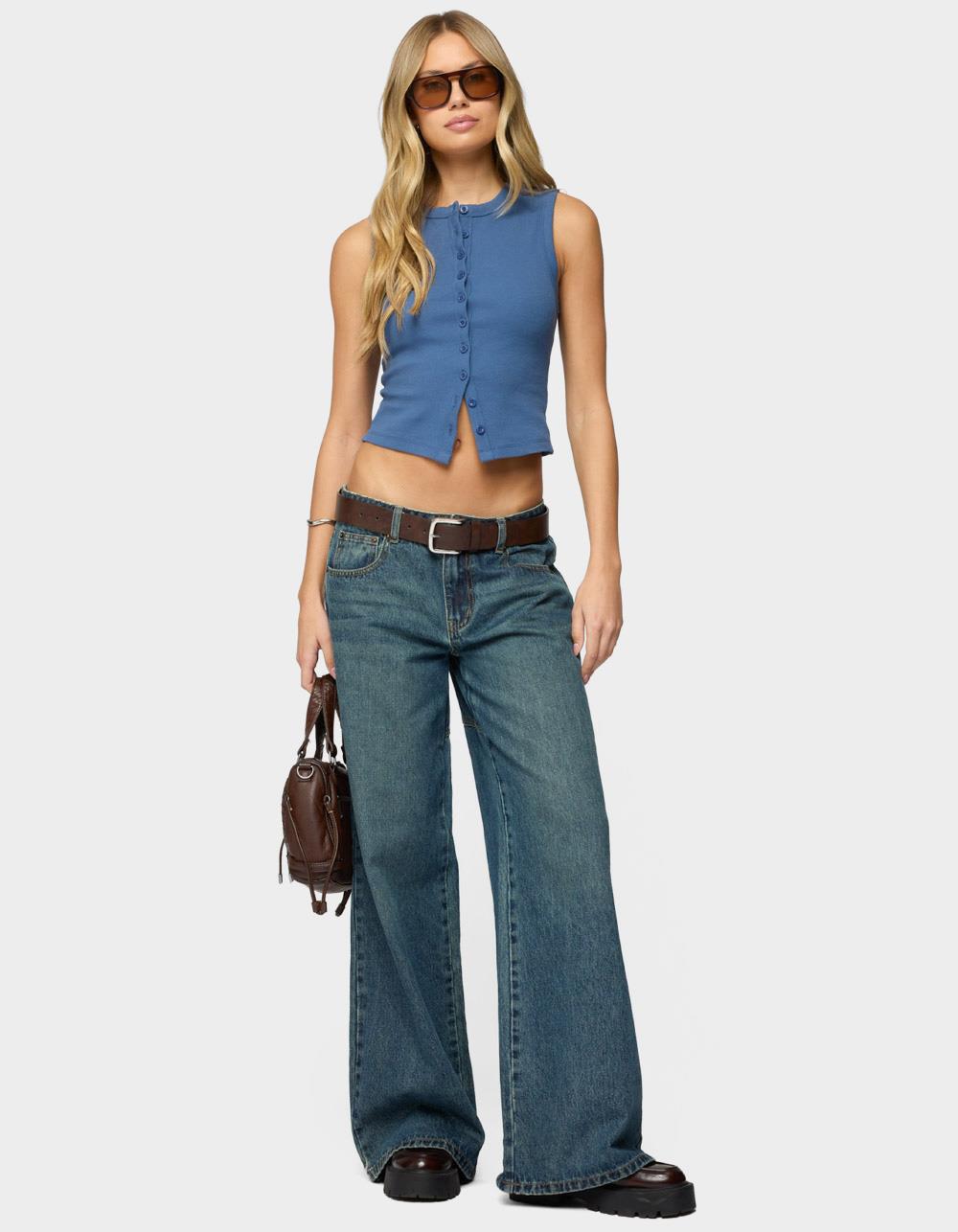 EDIKTED Basel Button Up Tank Top