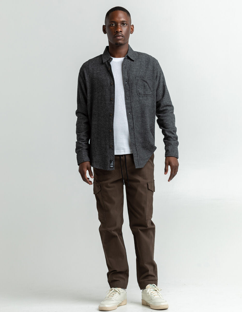 RSQ Solid Mens Flannel - CHARCOAL | Tillys