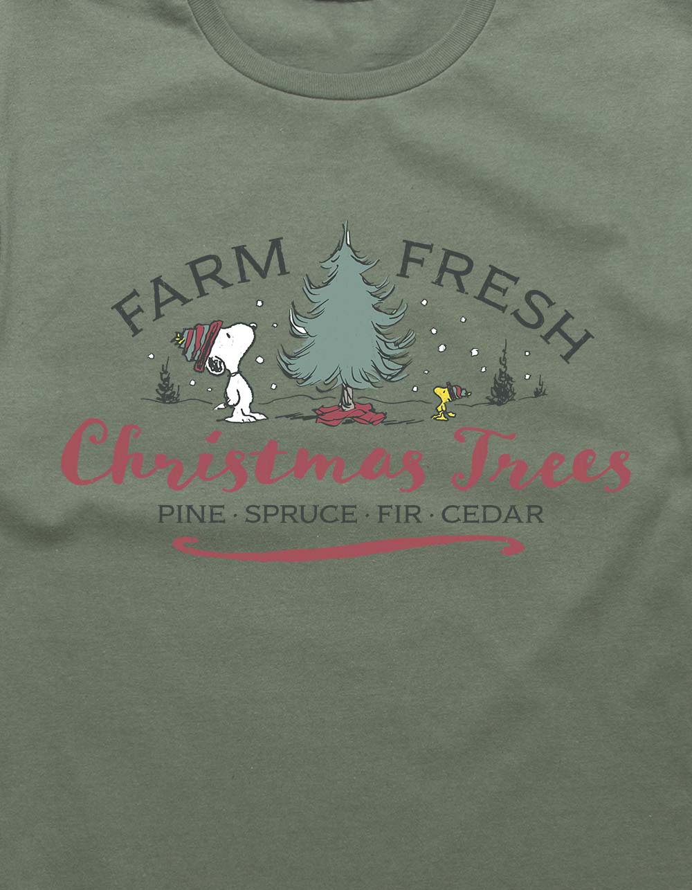 PEANUTS Farm Fresh Trees Unisex Tee - MILITARY