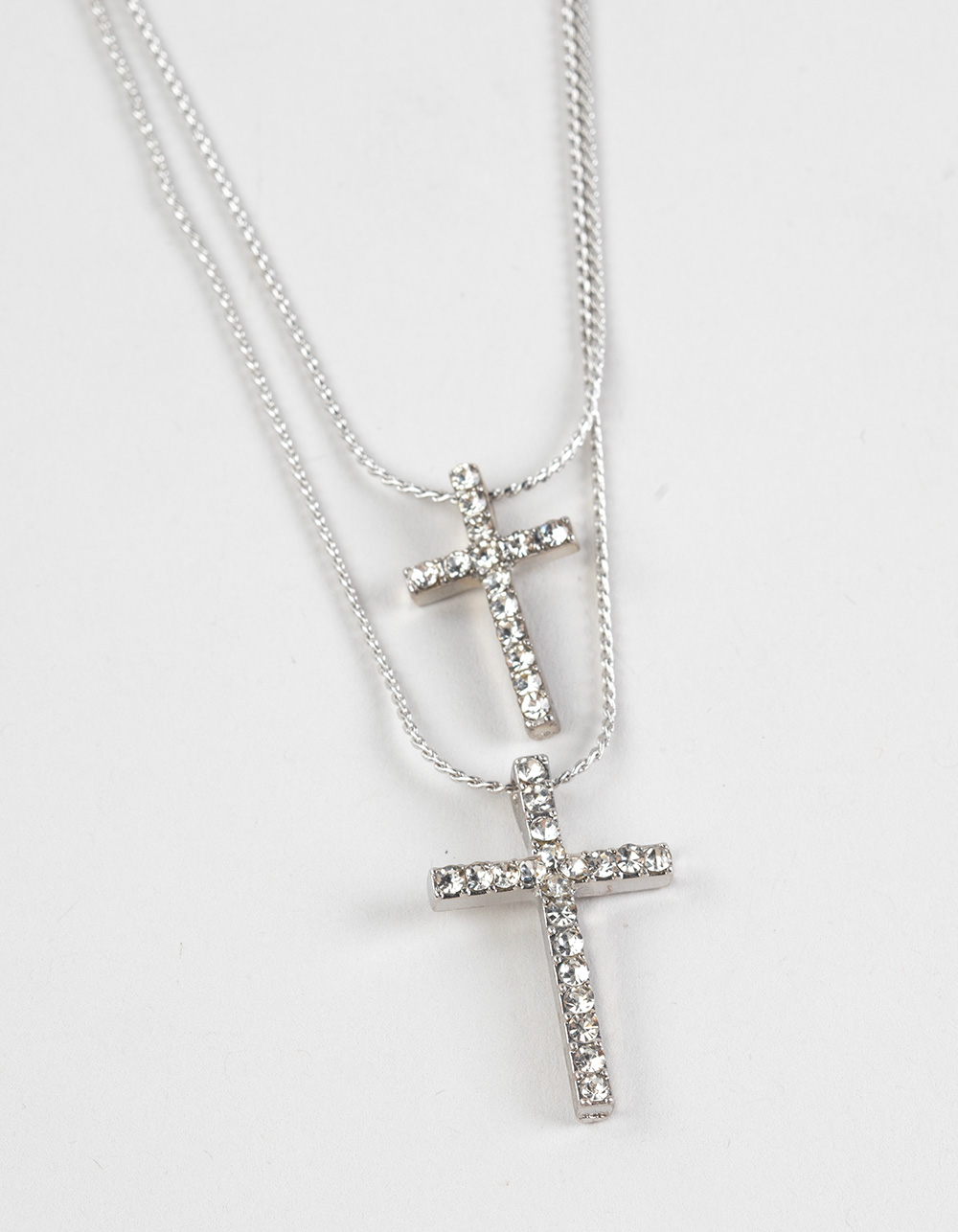 FULL TILT Layered Cross Chain Necklace - SILVER
