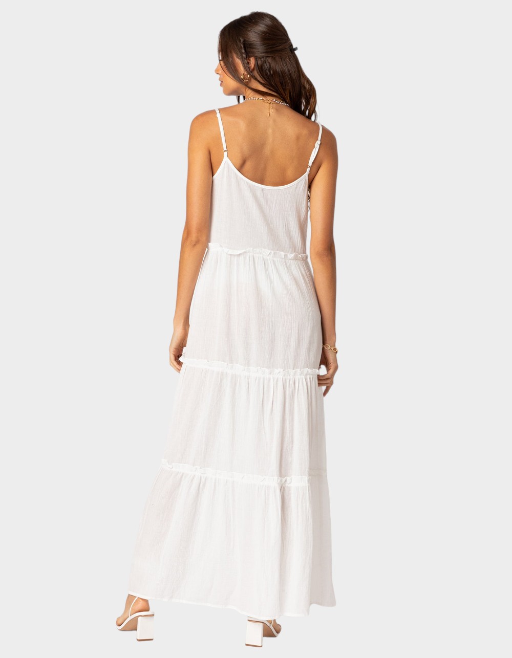 EDIKTED Radiant Tiered Maxi Dress - WHITE