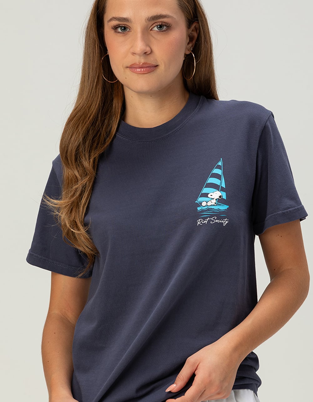 RIOT SOCIETY x Peanuts Snoopy Sailing Club Womens Tee - NAVY