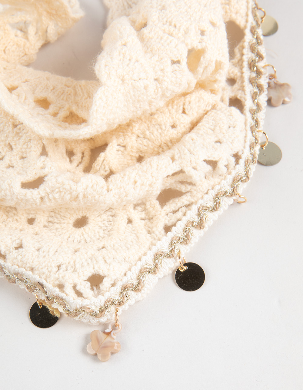 FULL TILT Crochet Floral Charm Headscarf - CREAM