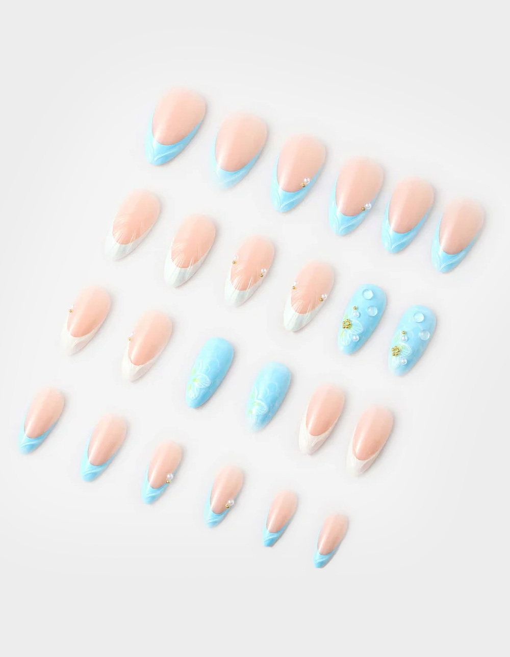 NEVER HAVE I EVER Waterlily French Press-On Nails - BLUE