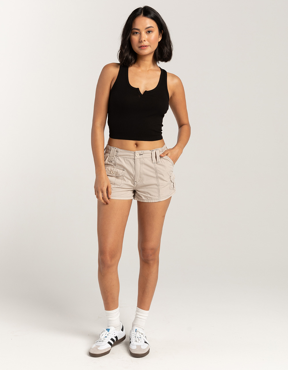 BDG Urban Outfitters Y2K Womens Cargo Mini Shorts - STONE