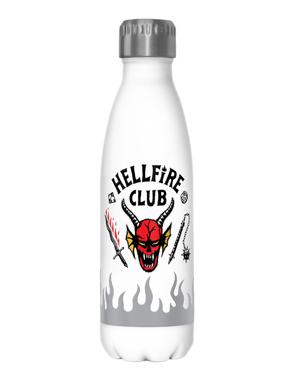STRANGER THINGS 17 oz Hellfire Logo Flame Water Bottle - WHITE