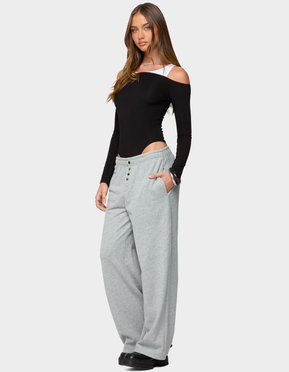 EDIKTED Lorelle Wide Leg Sweatpants - GRAY