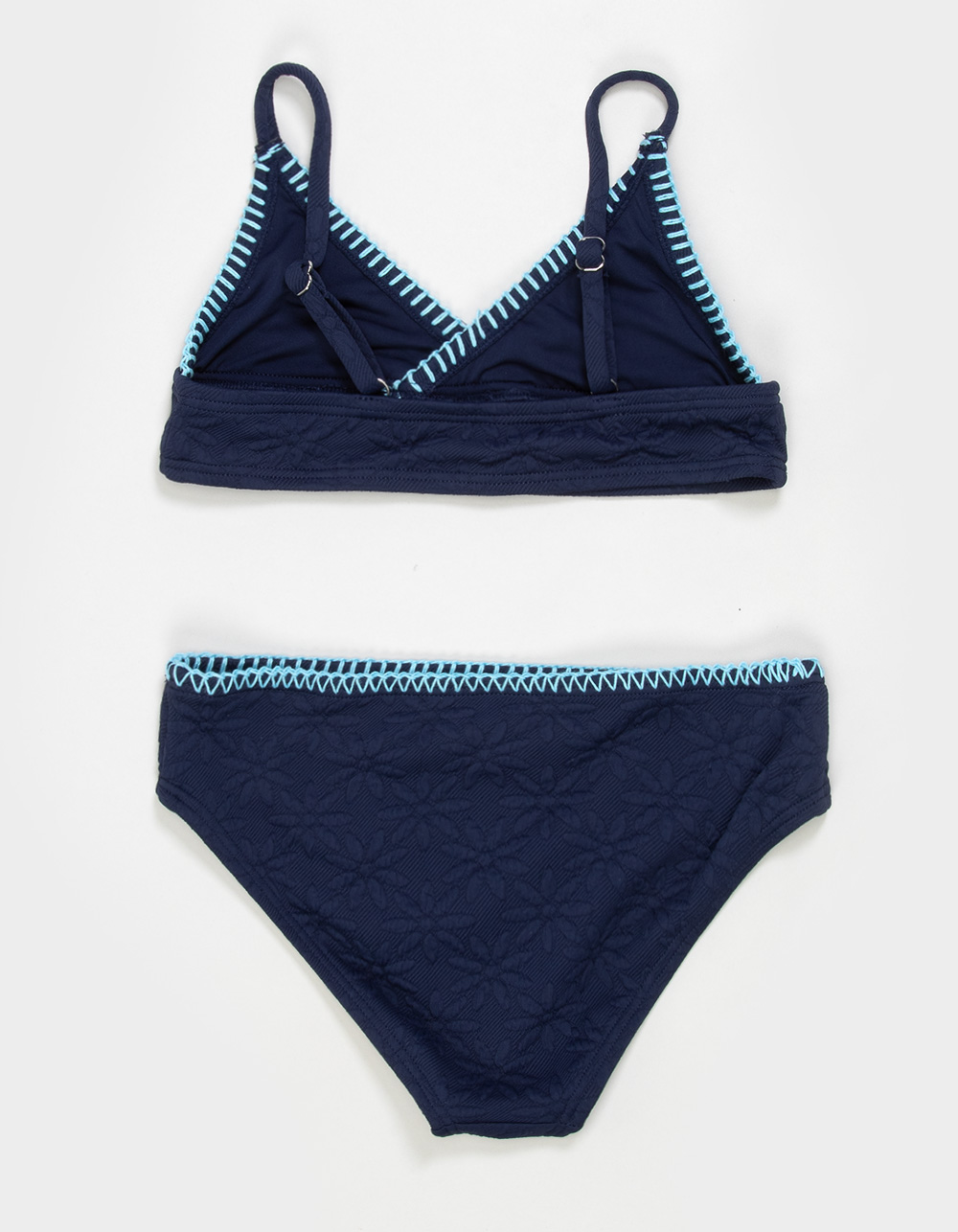FULL TILT Texture Stitch Girls Triangle Bikini Set - NAVY