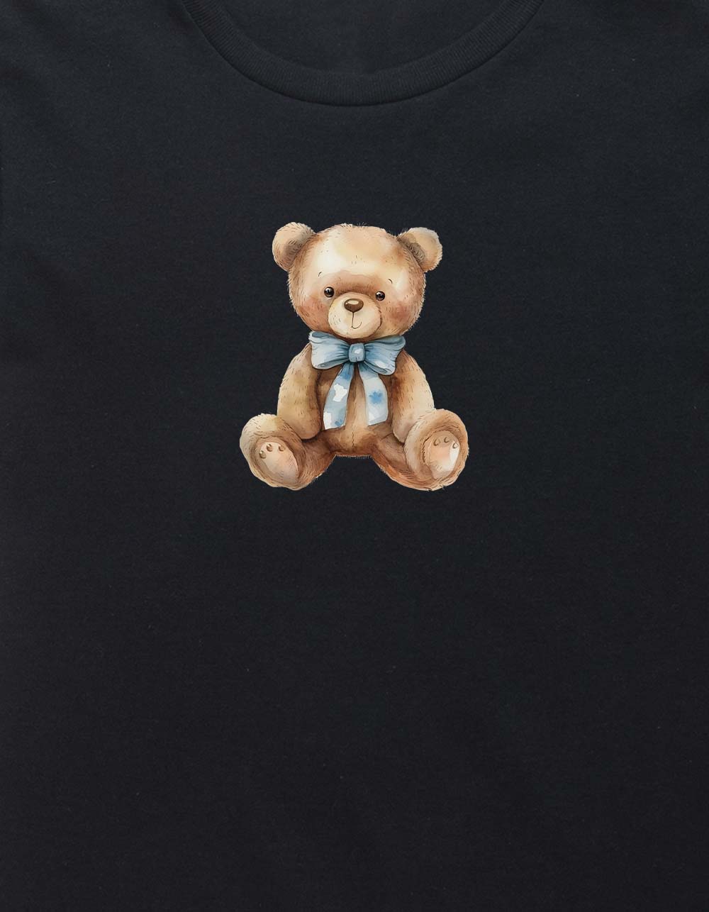 BEAR Soft Blue Bow Unisex Kids Tee - BLACK