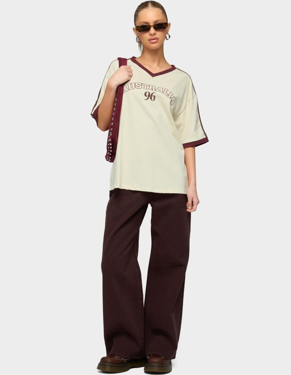 EDIKTED Australia 96 Contrast Oversized Tee - BEIGE