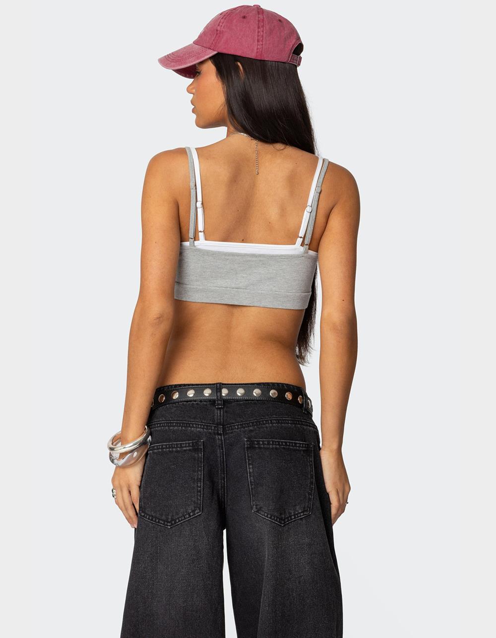 EDIKTED Gracie Layered Bra Top - GRAY