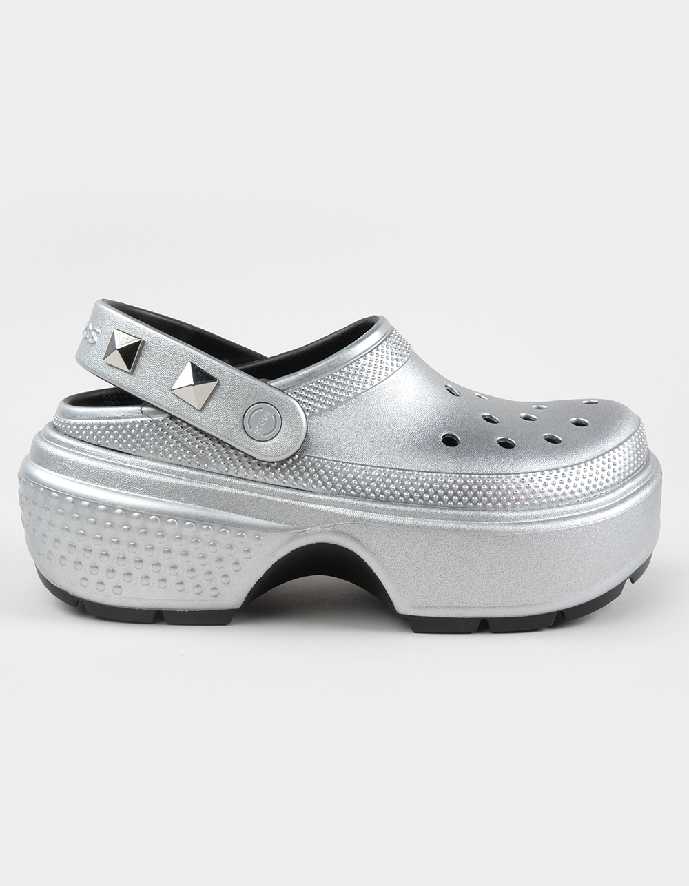 CROCS Stomp Metallic Womens Clogs - SILVER
