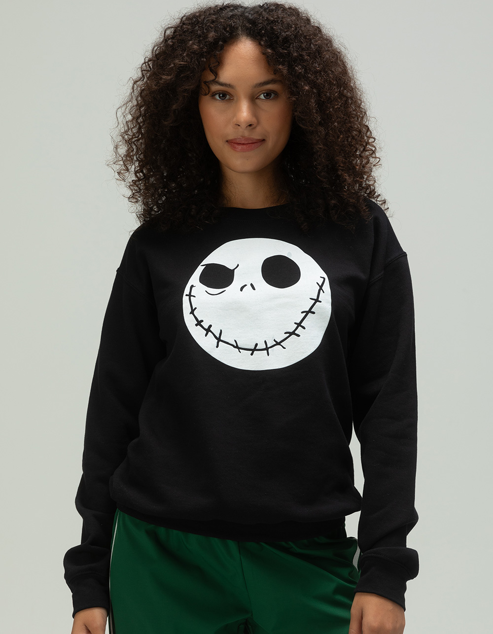 DISNEY Nightmare Before Christmas Womens Crewneck Sweatshirt - BLACK