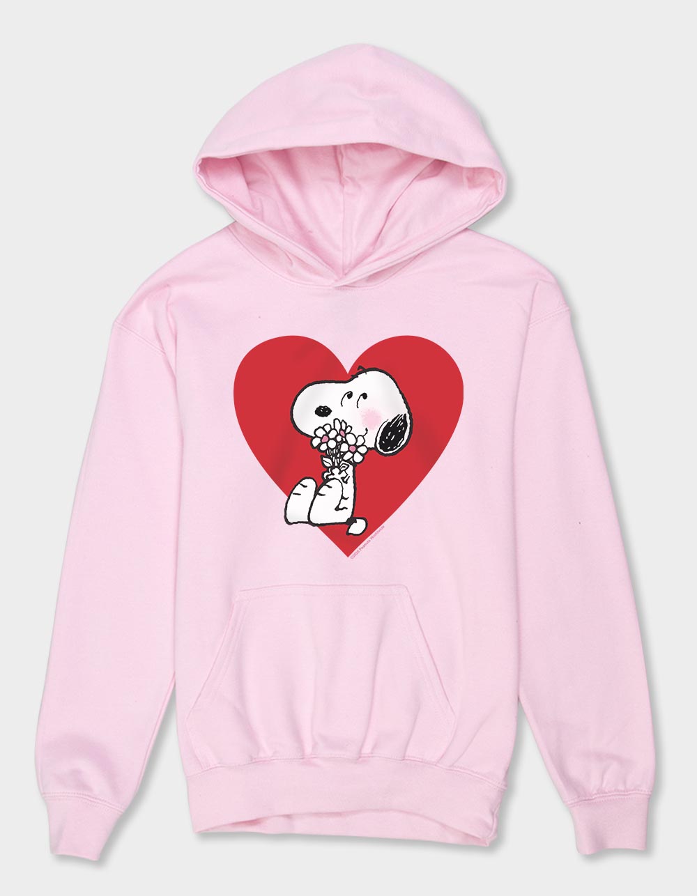 PEANUTS Snoopy Heart Bouquet Unisex Kids Hoodie - LIGHT PINK