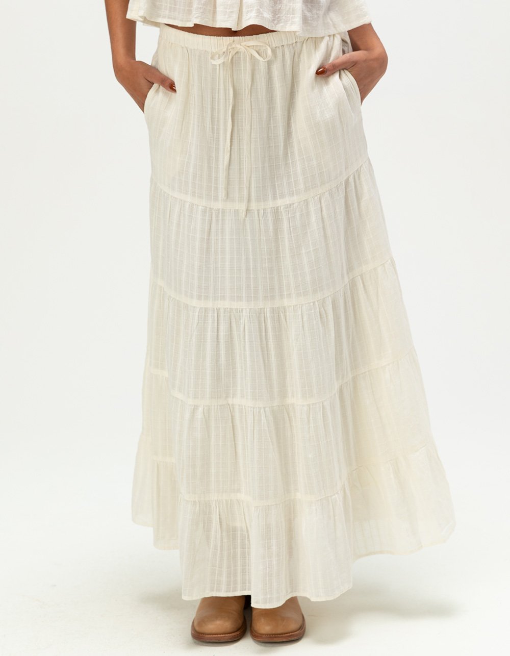 PATRONS OF PEACE Lotus Womens Maxi Skirt - WHITE