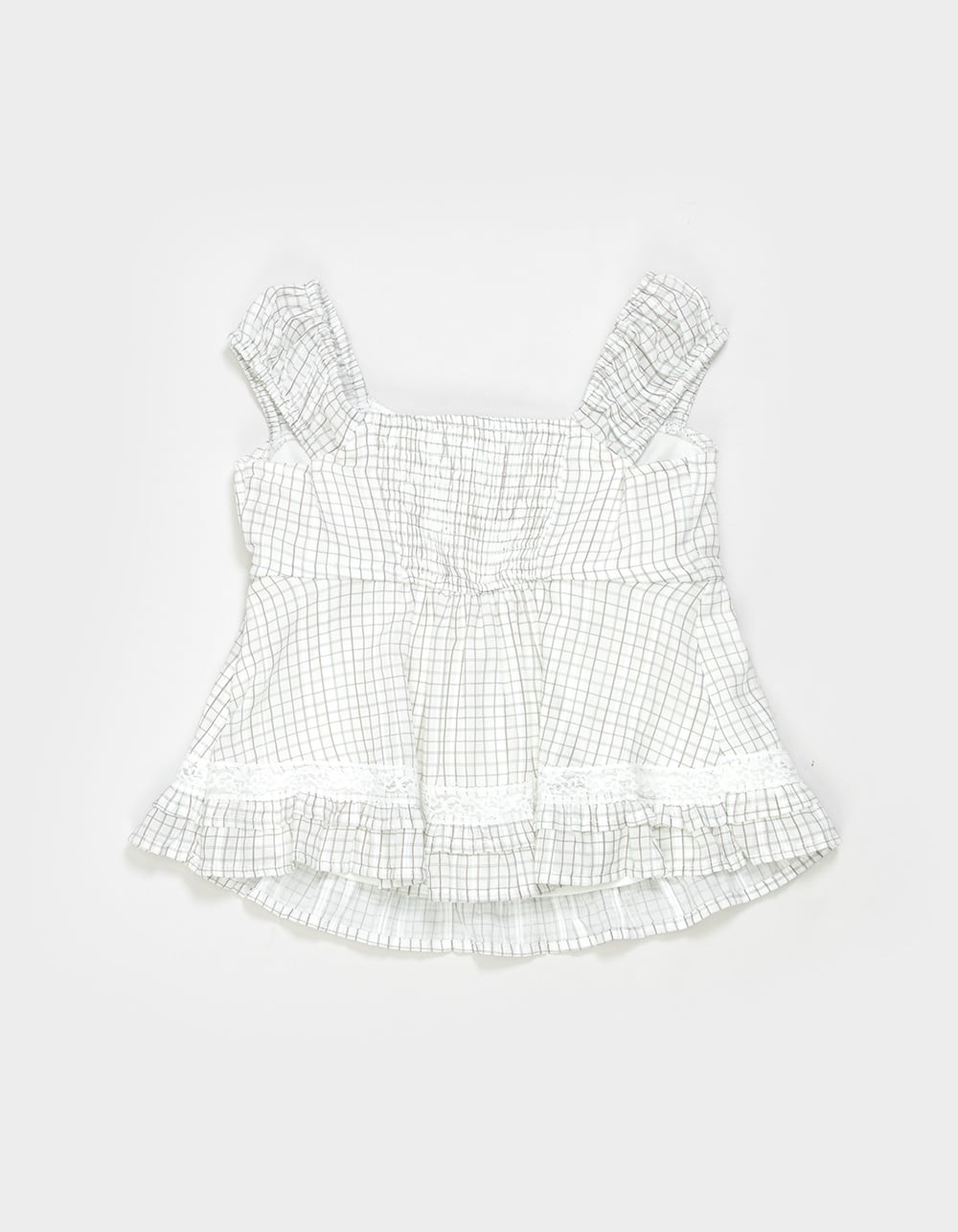 RSQ Girls Tie Gingham Babydoll Top - BROWN COMBO