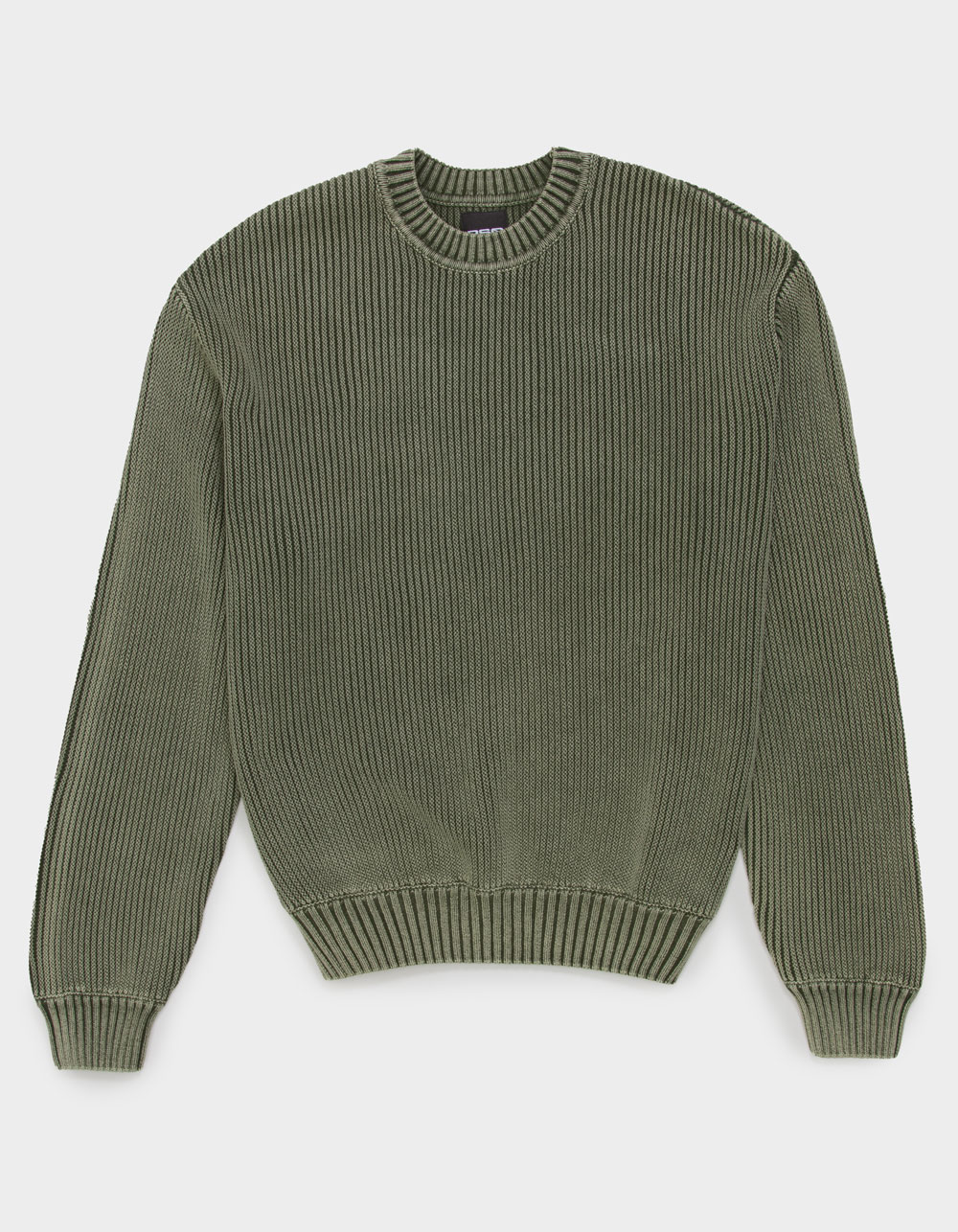 RSQ Mens Washed Crewneck Sweater - OLIVE