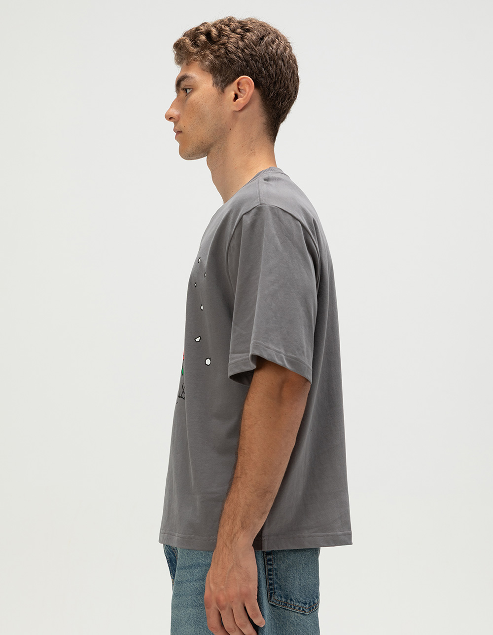 RSQ x Peanuts Snoopy's Doghouse Mens Boxy Tee - GRAY