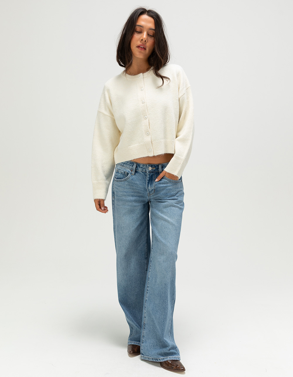 RHYTHM Estelle Womens Button Up Cardigan - CREAM
