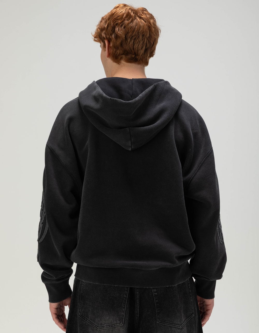 RSQ Mens Zip-Up Hoodie - WASHED BLACK
