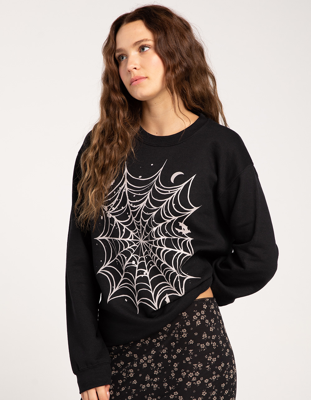 FULL TILT Spiderweb Womens Crewneck Sweatshirt - BLACK | Tillys