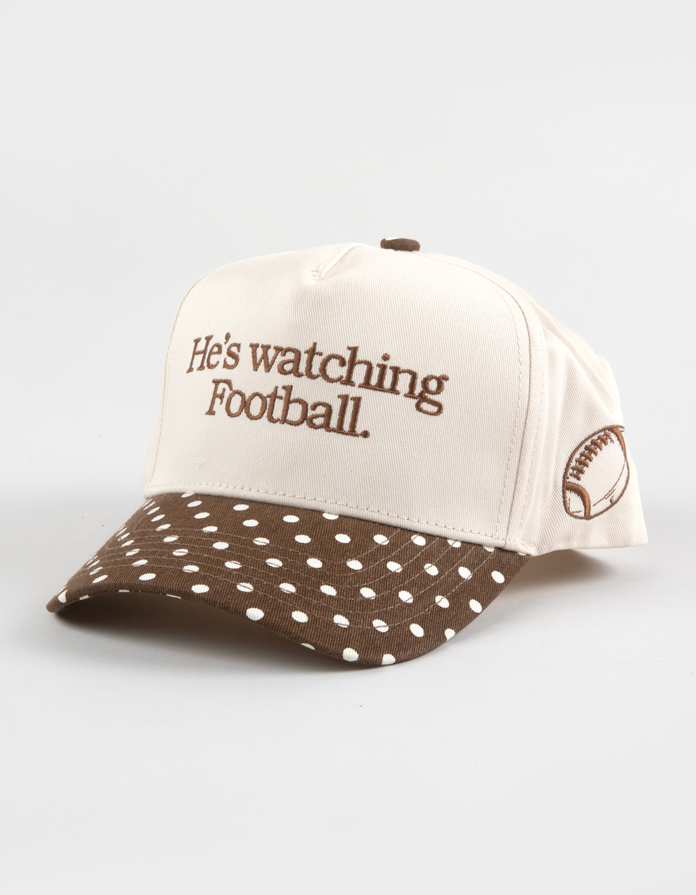 KENZ KUSTOMZ He's Watching Football Womens Snapback Hat - white brown