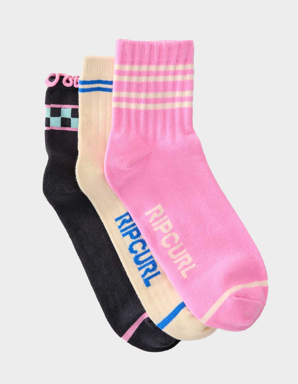 RIP CURL Mixed 3 Pack Womens Socks - PINK COMBO