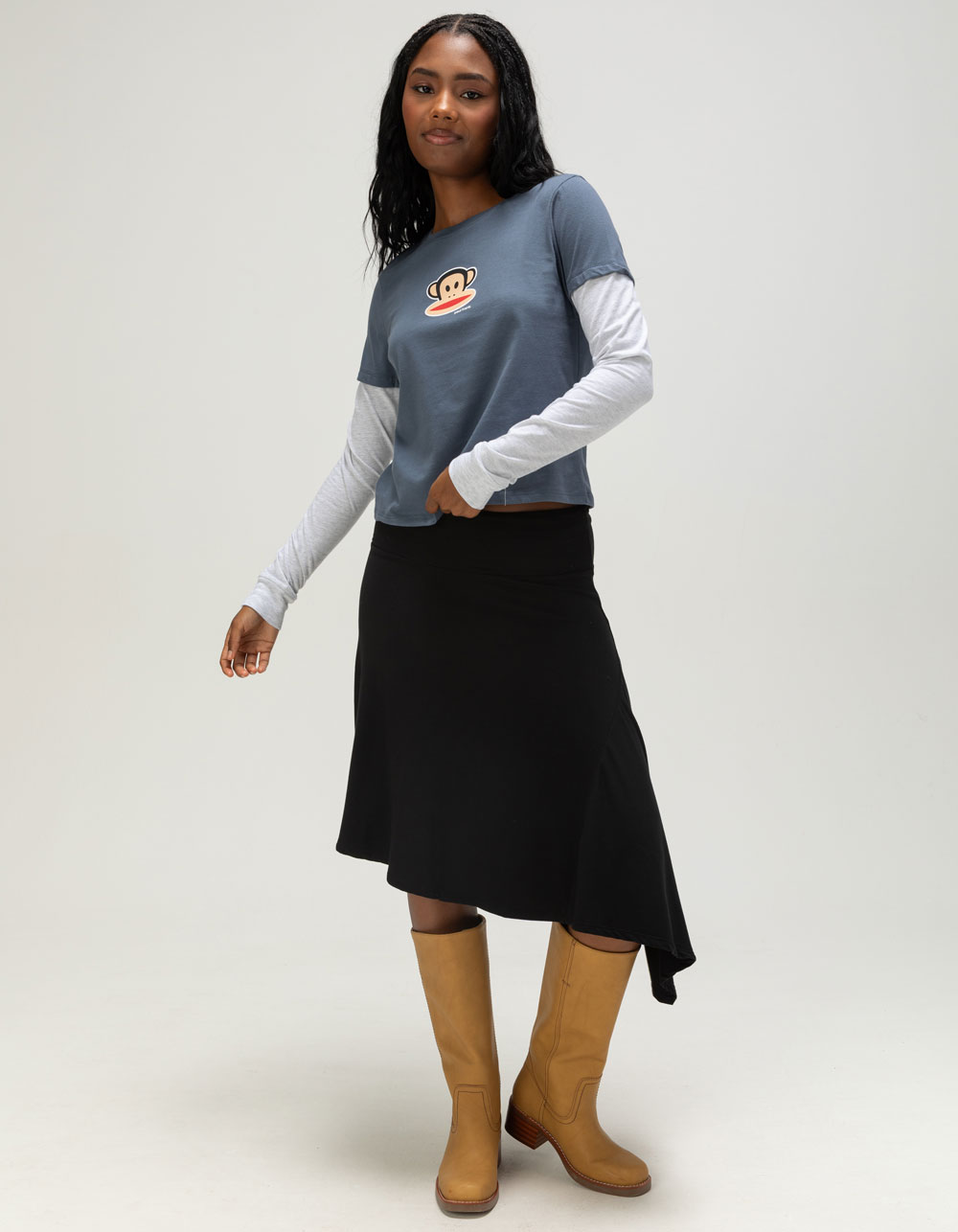 PAUL FRANK Womens Long Sleeve 2fer Tee - NAVY