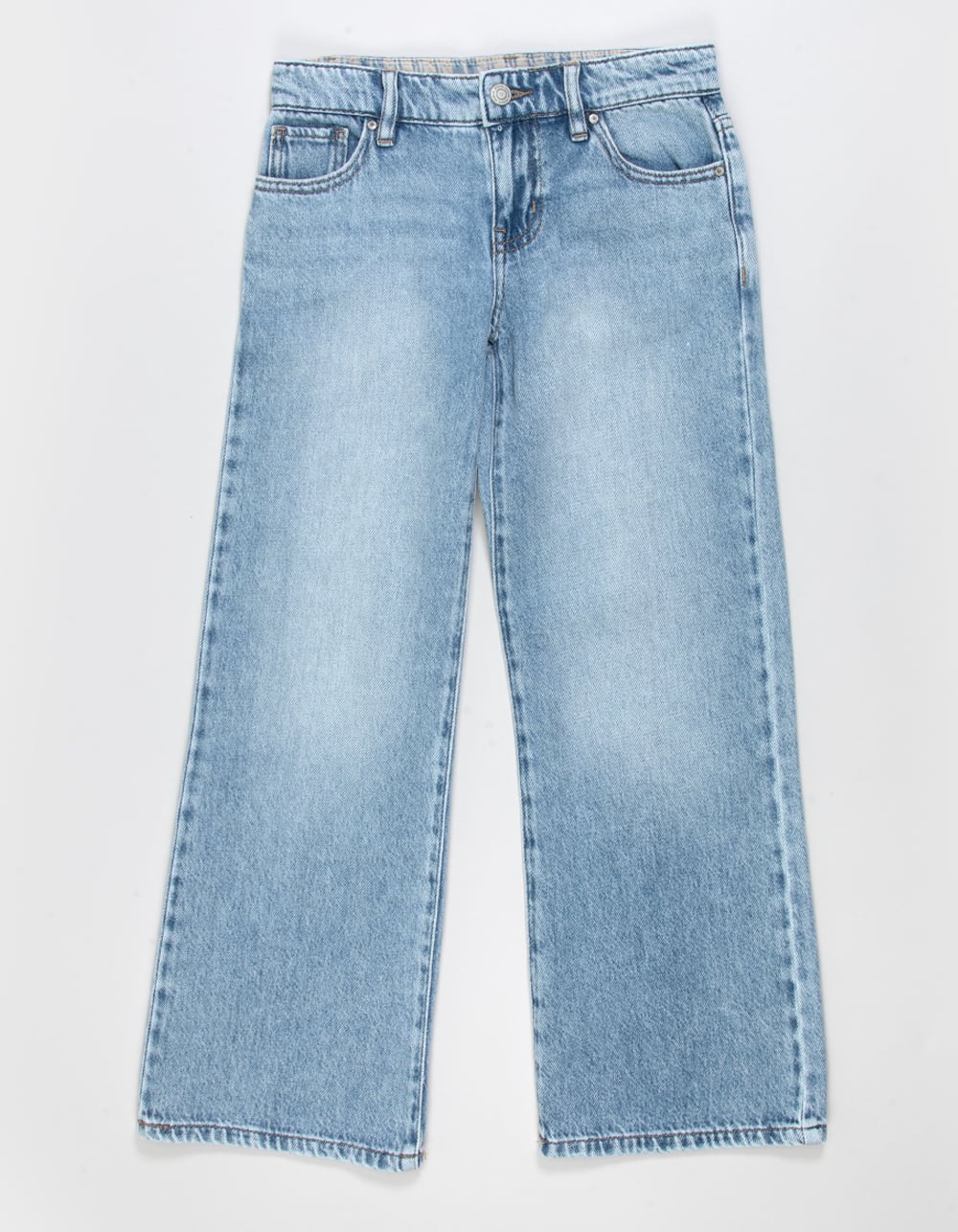 RSQ Plaid Heart Girls Low Rise Wide Leg Jeans - MEDIUM WASH