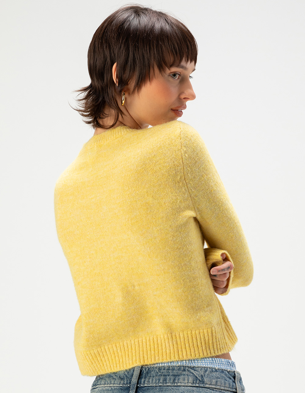 BDG Urban Outfitters Cozy Crewneck Womens Cardigan - YELLOW