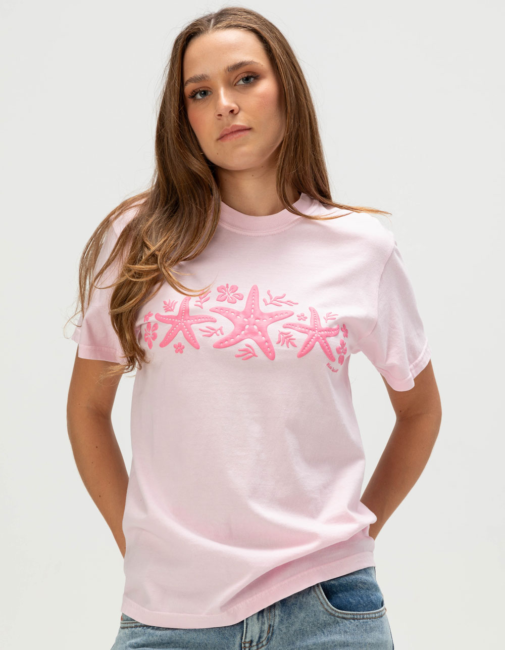 RIOT SOCIETY Starfish Womens Boyfriend Tee - PINK