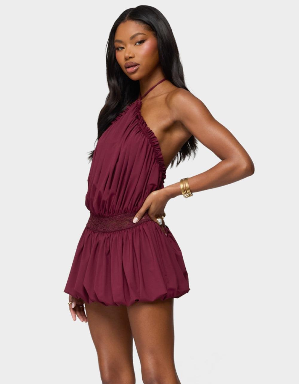 EDIKTED Aida Backless Bubble Mini Dress