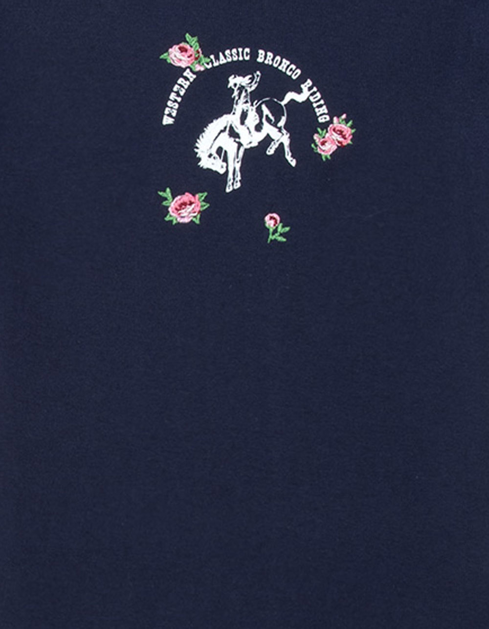 FULL TILT Embroidered Floral Rodeo Girls Tee - NAVY