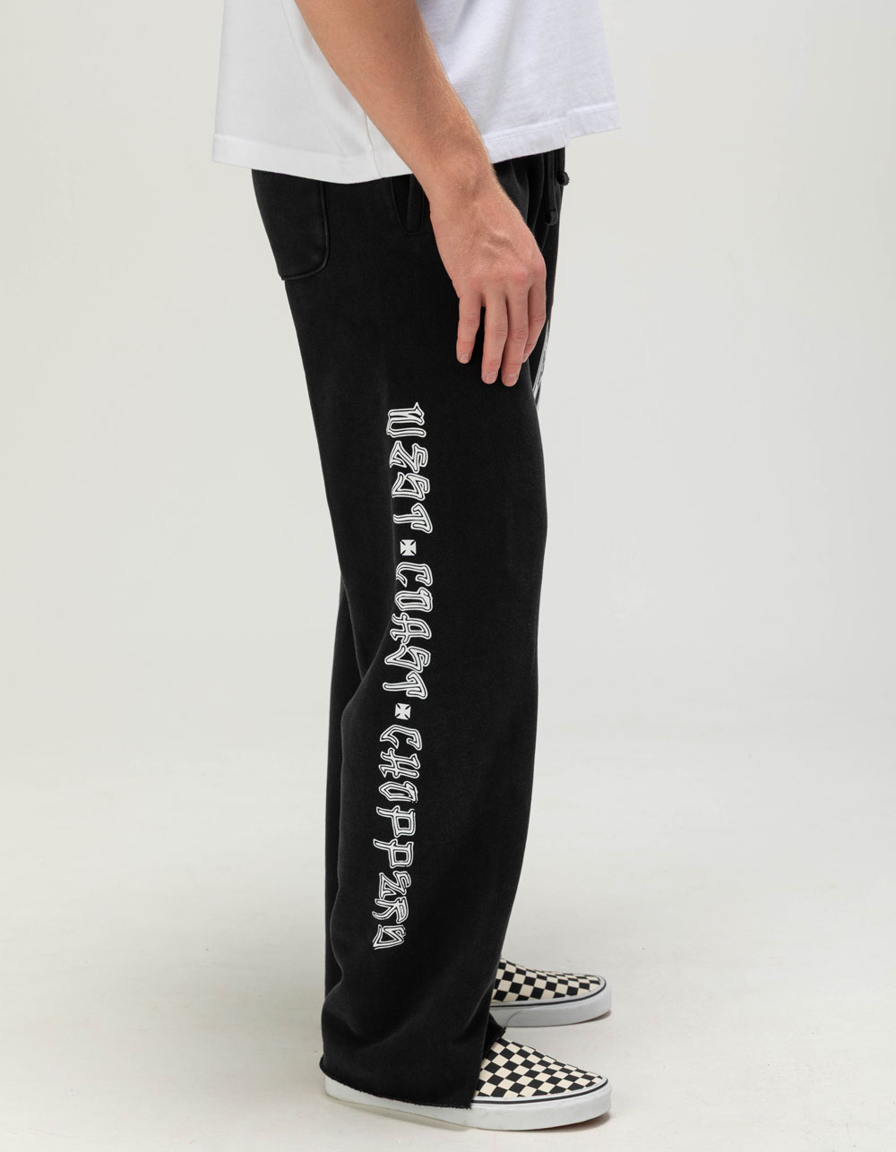 WEST COAST CHOPPERS Skeleton Moto Logo Mens Sweatpants - WASHED BLACK