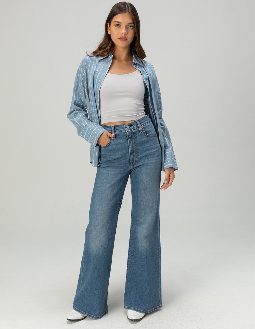 LEVI'S Ribcage Bell Womens Jeans - So Nice - DARK BLAST