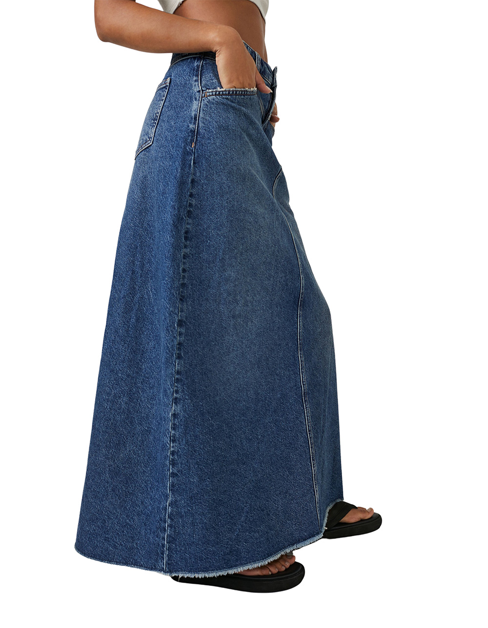 FREE PEOPLE Come As You Are Denim Maxi Skirt - MEDIUM WASH | Tillys