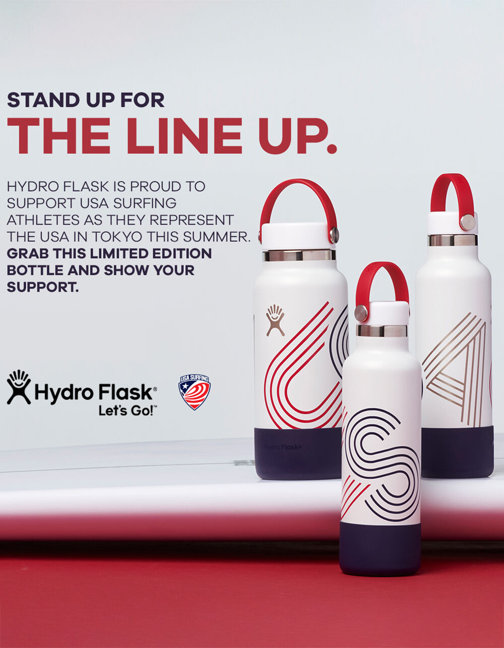 HYDRO FLASK Limited Edition USA 21oz Standard Mouth Water Bottle - RED /  WHITE/ BLUE