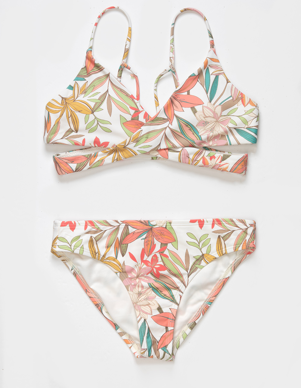 O'NEILL Dalia Floral Wrap Bralette Girls Swim Set WHITE COMBO Tillys