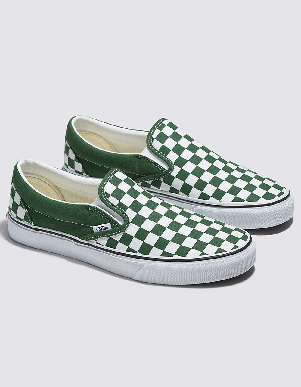 VANS Checkerboard Classic Slip-On Shoes - DK GREEN | Tillys