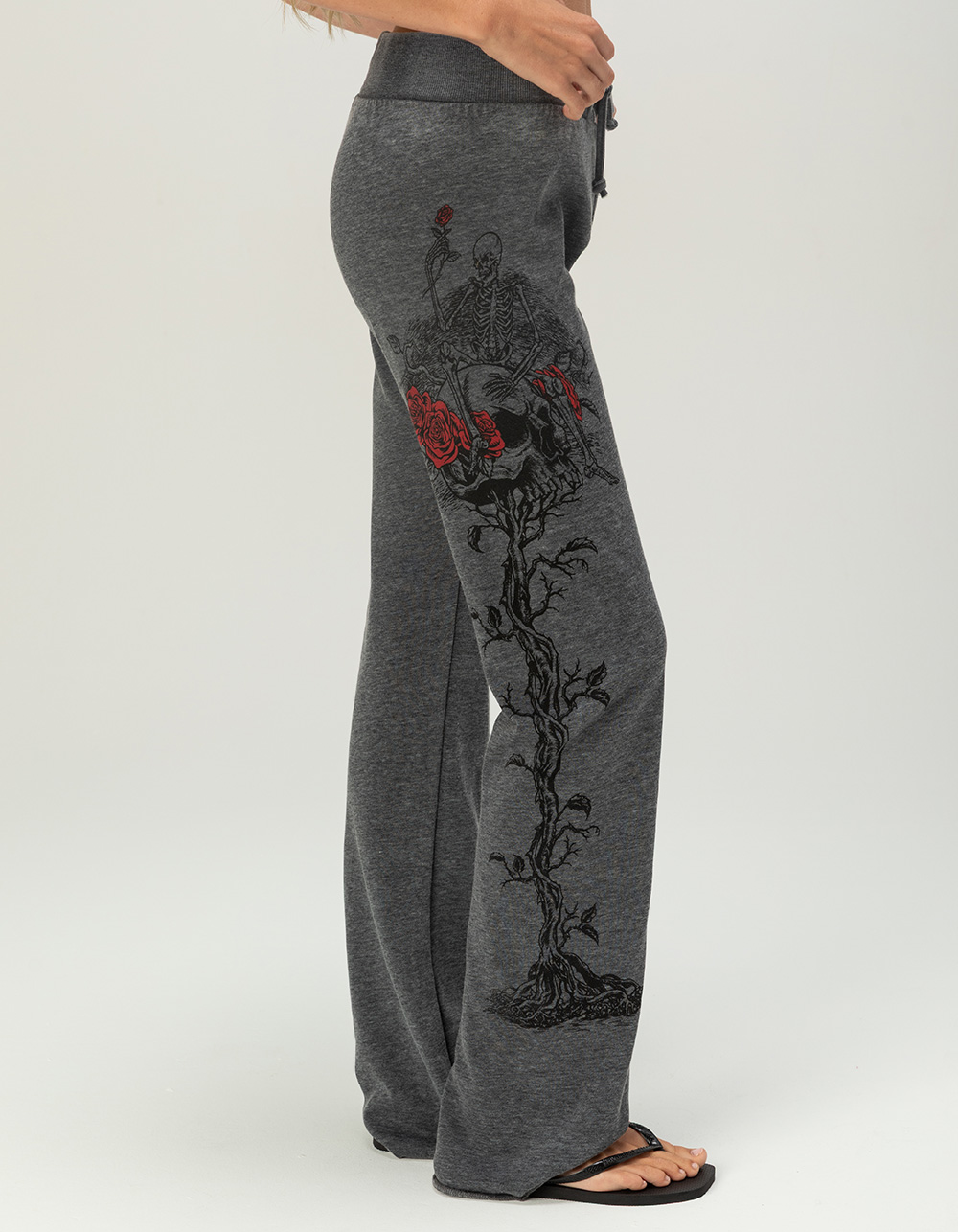 AFFLICTION Roses For The Dead Womens Sweatpants - OFF-BLACK