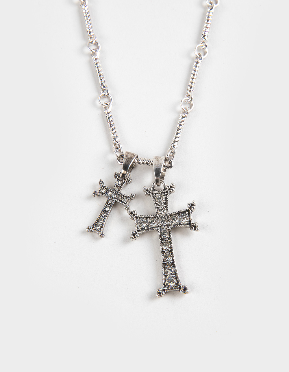 FULL TILT Double Cross Pendant Necklace - SILVER