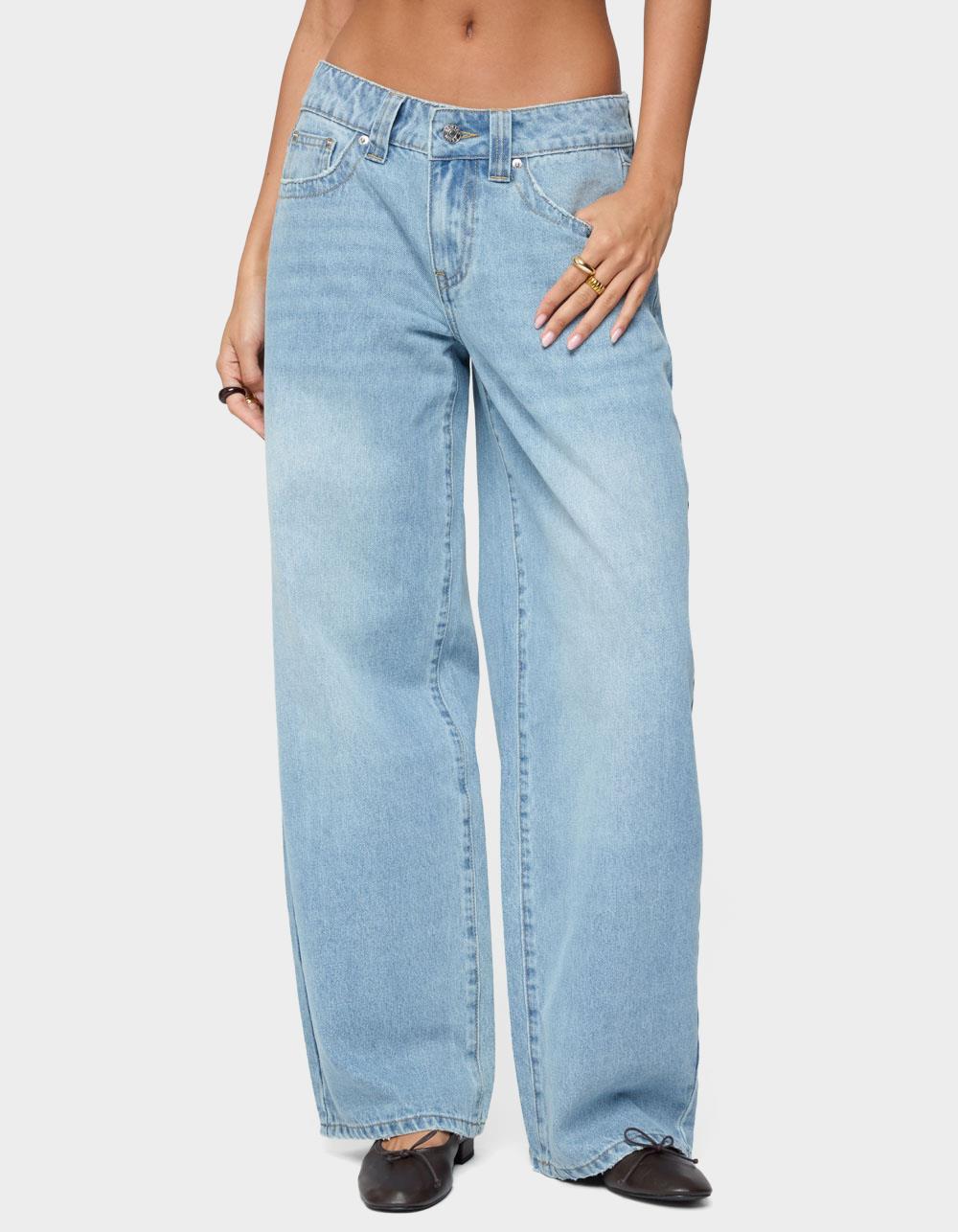 EDIKTED Rivka Low Rise Straight Leg Jeans - LIGHT BLUE